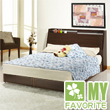 最愛傢俱 雙子星 加大床組-6尺床頭箱+床底+床墊 胡桃色