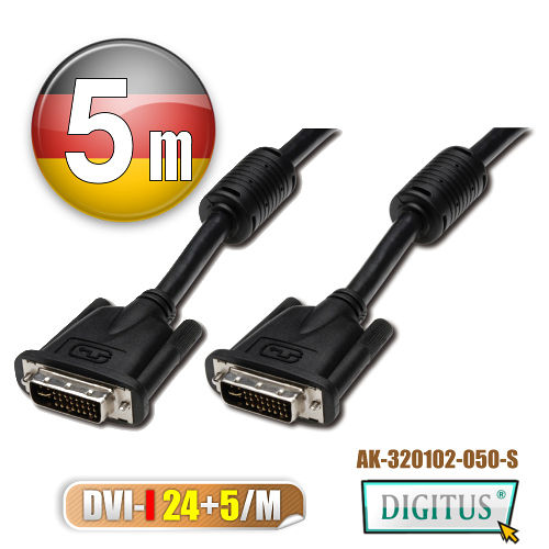 曜兆DIGITUS DVI-I (24+5) -5公尺圓線(公-公) 曜兆DIGITUS DVI-I (24+5) -5公尺圓線(公-公)