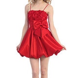 『摩達客』美國進口Landmark平口蝴蝶結泡泡裙紅色派對小禮服/洋裝(含禮盒)