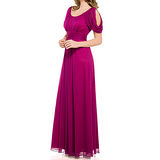 『摩達客』美國進口Landmark U領浪漫紫紅紗裙派對及地齊地長禮服/洋裝(含禮盒)