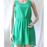 【H&M】氣質高雅無袖雪紡雙層洋裝(綠)