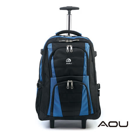 AOU微笑旅行 輕量經典款台中 遠 百 美食可收筆電拉桿雙肩後背包(鋼鐵藍)26-001
