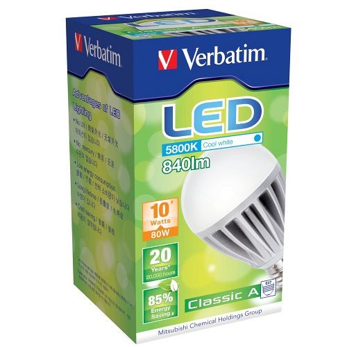 Verbatim LED 傳統球泡 E27 10W 100-240V 冷白光(64189) (四入)