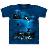 『摩達客』*大尺碼3XL*美國進口【The Mountain】自然純棉系列 風暴鯨魚夜 藍色T恤 (預購)