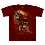 『摩達客』*大尺碼3XL*美國進口【The Mountain】自然純棉系列 落日之狼 紅色T恤 (預購)