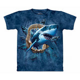 『摩達客』*大尺碼3XL*美國進口【The Mountain】自然純棉系列 鯊魚攻擊 藍色T恤(預購)