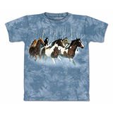 『摩達客』*大尺碼3XL*美國進口【The Mountain】自然純棉系列 冬季奔馬 藍色T恤 (預購)