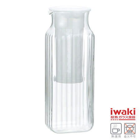 【好物推薦】gohappy【iwaki】方形耐耐熱玻璃冷水壺 1L(濾茶網白)好嗎愛 買 總 公司