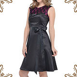 【摩達客】美國進口Landmark蕾絲黑紫色系緞面裙浪漫派對小禮服/洋裝(含禮盒)