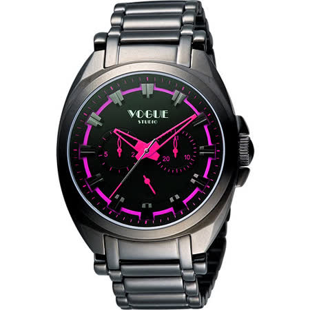 【勸敗】gohappy線上購物VOGUE 嶄新系列日曆時尚腕錶-IP黑X桃紅 9V0434DP價格愛 買 線上