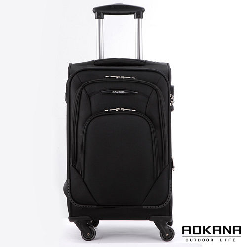 AOKANA奧卡納 25吋 TSA海關鎖商務布面行李箱(黑愛 買 工作)99-046B