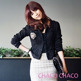 預購【CHACO韓國】高貴優雅小香款毛呢料合身短版外套CLDA-J-2*黑色M/L