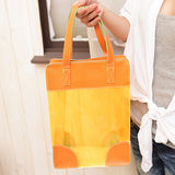 橙色透明果凍手提收納袋