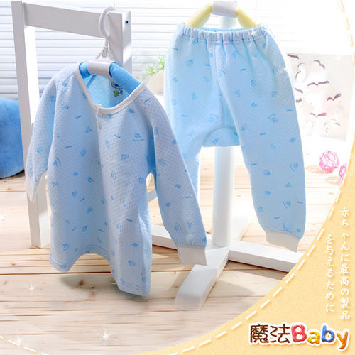 魔法Baby~台灣製造包紗布前開衫套裝~藍色~k00507 魔法Baby~台灣製造包紗布前開衫套裝~藍色~k00507