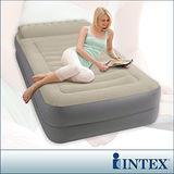 【INTEX】豪華雙層有頭枕單人加大充氣床-寬99cm(附電動幫浦)