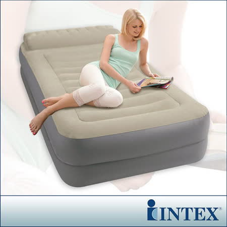 【網購】gohappy線上購物【INTEX】豪華雙層有頭枕單人加大充氣床-寬99cm(附電動幫浦)評價遠 柬 百貨