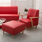 【日安家居】Phramei法爾米原木扶手椅/單人皮沙發+腳椅(共3色)