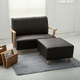 【日安家居】Phramei法爾米原木扶手椅/雙人皮沙發+腳椅(共3色)