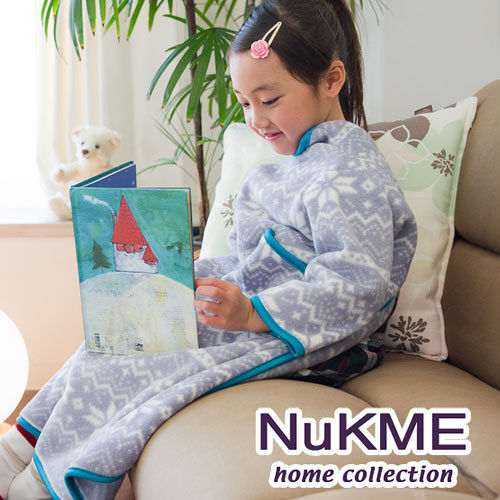 棉花田【NuKME】兒童時尚多功能創意袖毯-灰色雪花