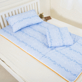 米夢家居 台灣製造 冬夏兩用~桂竹棉質床墊+枕心+枕套三件組-藍葉戀