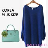 預購【CHACO PLUS韓國】韓製隨性簡雅寬鬆蝙蝠袖長版衫0227(寶藍色XL-XXL)
