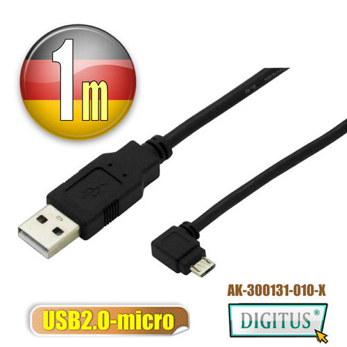 曜兆DIGITUS USB2.0轉microUSB左轉接頭線*1公尺手機傳輸線