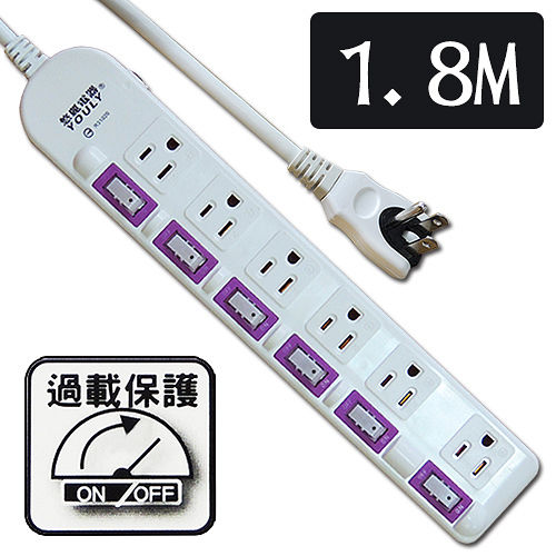 悠麗搖擺插頭防雷延長線X6631(6尺) 悠麗搖擺插頭防雷延長線X6631(6尺)