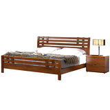 HAPPYHOME 卡地夫5尺實木樟木色雙人床079-1(只含床頭-床架-不含床墊、床頭櫃)