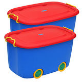 【寶貝樂園】大寶玩具滑輪整理箱 2入(2色)