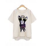 【韓系女衫】卡通趣味皇冠狗狗寬鬆短袖T恤