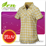 【維特 FIT】女新款 格紋吸排抗UV短袖襯衫_ FS2201 薑黃色