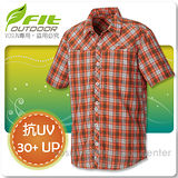 【維特 FIT】男新款 格紋吸排抗UV短袖襯衫_ FS1202 鮭魚橙
