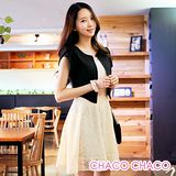 預購【CHACO韓國】典雅外套併接勾花連身裙短袖洋裝CLEB-O-9(杏白色M/L)