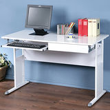《Homelike》巧思辦公桌 亮白系列-白色亮面烤漆120cm(附抽屜+鍵盤架)