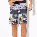 【American Eagle 】 2014時尚創意多塊深藍色海灘泳褲【預購】