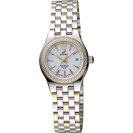 【網購】gohappy 購物網ENICAR 英納格 傳真系列時尚晶鑽機械女錶-白x雙色版 778-50-316GS評價怎樣板橋 遠 百