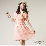 艾之田LOVE FIELD-甜美荷葉袖蕾絲領點點洋裝