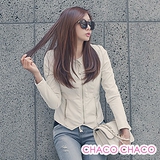 現貨+預購【CHACO韓國】搶眼圓領雙拉鍊造型修身長袖皮衣外套(2色M/L)