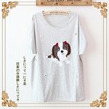 【Maya Collection森林系】療癒心情萌小狗刺繡印花T恤