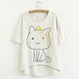 【MIDORI╭。綠】可愛貓咪雙口袋T恤(FD00119)