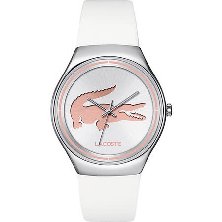 【好物分享】gohappy 線上快樂購Lacoste 鱷魚 浮雕時尚腕錶-銀x粉 L2000838價格嘉義 市 百貨 公司