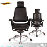 【Merryfair】WAU時尚運動款機能電腦椅(牛皮)-黑皮黑框