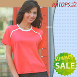 【RATOPS-涼夏熱銷】女款 Coolmax 圓領短袖排汗休閒衫.T恤.排汗衣/ DB7474 桔紅