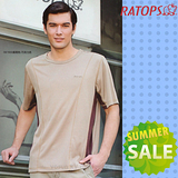 【RATOPS-涼夏熱銷】男款 Coolmax 羅馬布圓領短袖排汗休閒衫.T恤.排汗衣/ DB7869 黃褐色