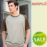 【RATOPS-涼夏熱銷】男款 Coolmax 羅馬布圓領短袖排汗休閒衫.T恤.排汗衣 / DB7862 綠褐色