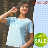 【RATOPS-涼夏熱銷】女款 Coolmax 圓領短袖排汗休閒衫.T恤.排汗衣 / DB7472 銀灰藍