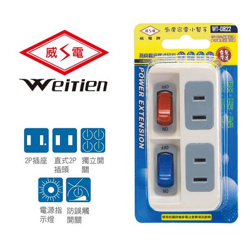 威電牌 二燈二壁插 15A 125V WT-0822 威電牌 二燈二壁插 15A 125V WT-0822