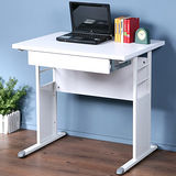 《Homelike》巧思辦公桌 亮白系列-白色加厚桌面80cm(附抽屜)