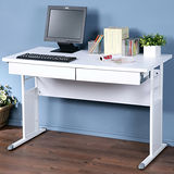 《Homelike》巧思辦公桌 亮白系列-白色加厚桌面120cm(附二抽屜)