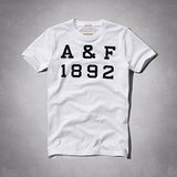 【A & F】2014男時尚1892字母白色短袖ㄒ恤【預購】